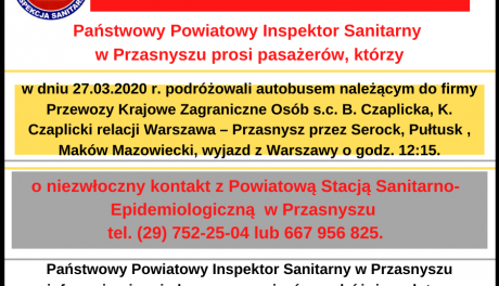 U jednej z osób podróżujących autobusem w naszym regionie stwierdzono COVID -19