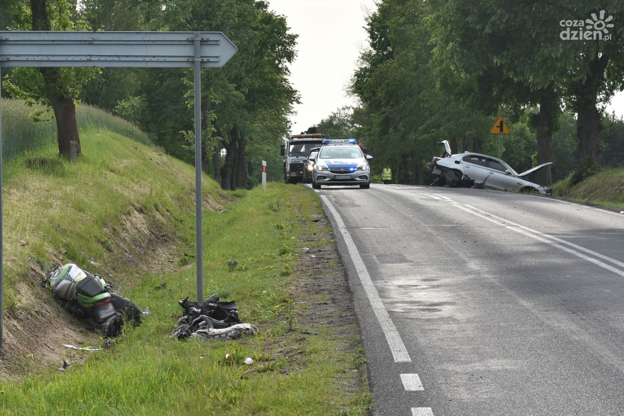 Wypadek pod Mławą, ciężko ranny motocyklista