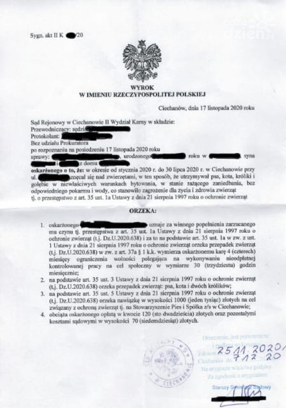 Znęcał się nad zwierzętami. Usłyszał wyrok!