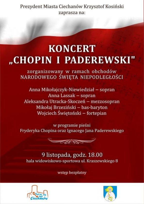 Chopin i Paderewski już dziś w Ciechanowie