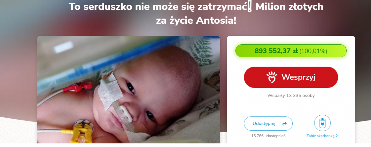 Udało się! Pieniądze dla Antosia zebrane!