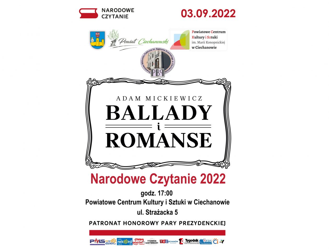 Ballady i romanse - Narodowe Czytanie 2022 w Ciechanowie