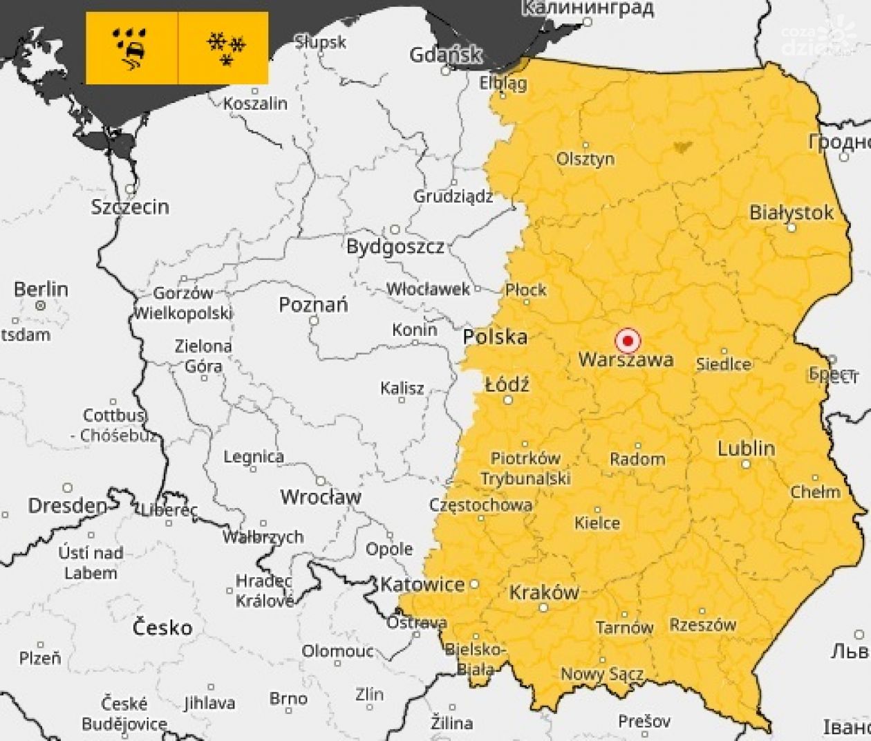 UWAGA! Będzie ślisko, spadnie śnieg