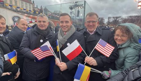 Krzysztof Kosiński na wystąpieniu amerykańskiego prezydenta
