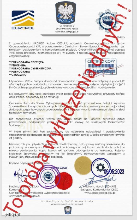 To nie policja to cyberprzestępcy!