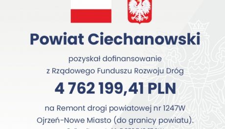 Między Ojrzeniem, a Nowym Miastem poprawią stan drogi. Powiat Ciechanowski dostał wsparcie finansowe na ten cel
