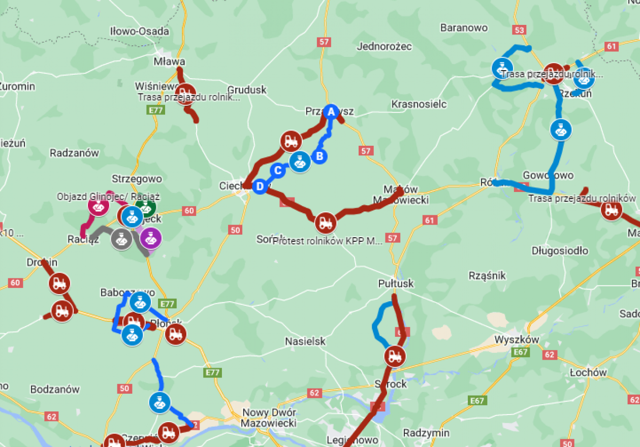 Protest rolników - sprawdź gdzie są możliwe utrudnienia