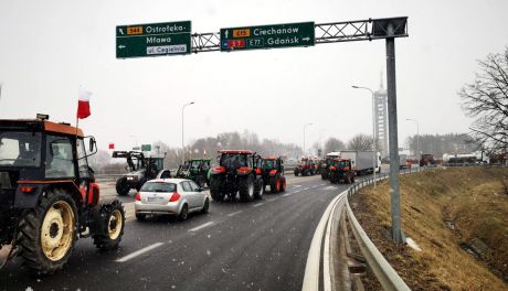 [zdjęcia] Protest rolników w Mławie: utrudnienia w ruchu
