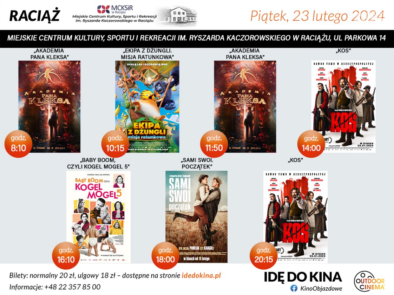 Kino przyjedzie do Ciebie! Sprawdź repertuar Profesjonalnego Kina Objazdowego w Raciążu
