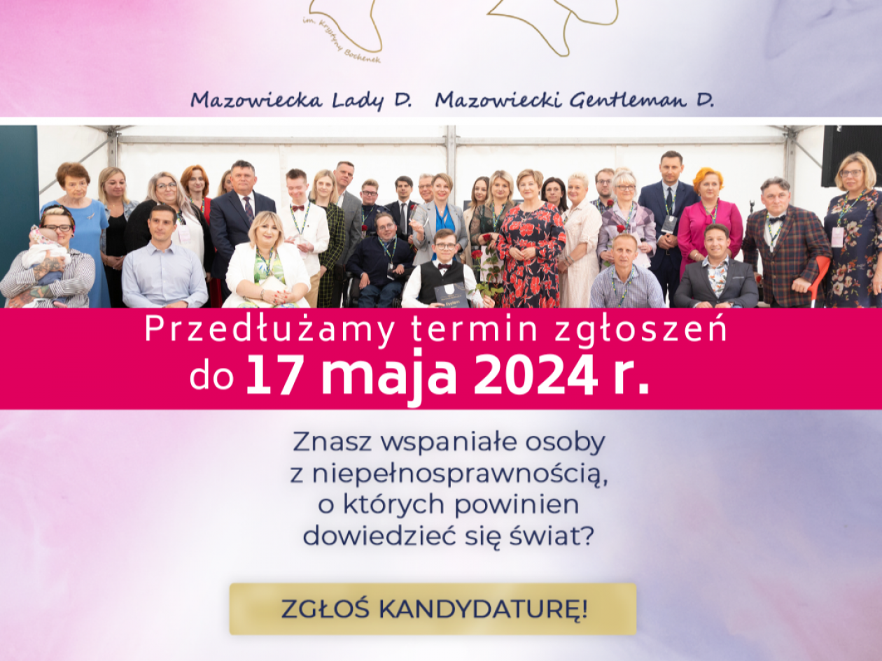 Zgłoś swojego kandydata do konkursu Mazowiecka Lady D. i Mazowiecki Gentleman D.!